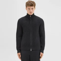 Theory Tomas Full Zip Cardigan In Dane Wool-Men Sweaters + Cardigans