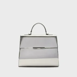 Theory Top Handle Bag In Metallic Leather-Women Bags