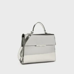 Theory Top Handle Bag In Metallic Leather-Women Bags