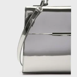 Theory Top Handle Bag In Metallic Leather-Women Bags