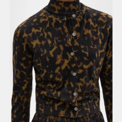 Theory Tortoiseshell Printed Cardigan In Merino Wool-Women Sweaters + Cardigans