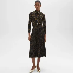 Theory Tortoiseshell Printed Cardigan In Merino Wool-Women Sweaters + Cardigans