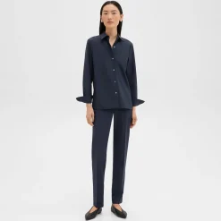 Theory Treeca Full Length Pant In Good Wool-Women Suits|Pants