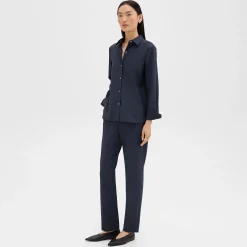 Theory Treeca Full Length Pant In Good Wool-Women Suits|Pants