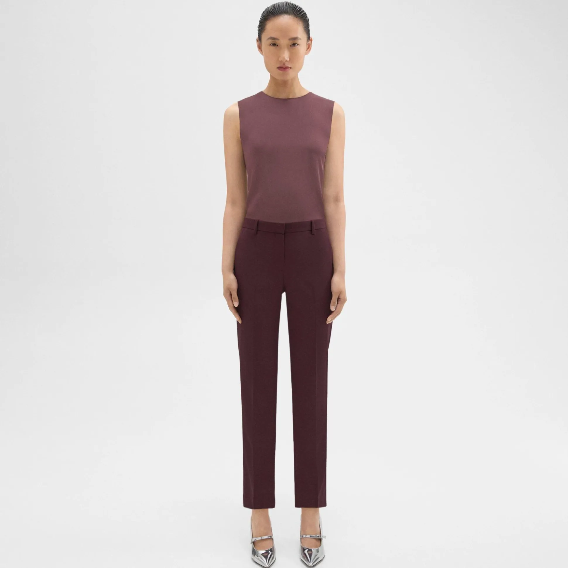 Theory Treeca Full Length Pant In Good Wool-Women Suits|Pants