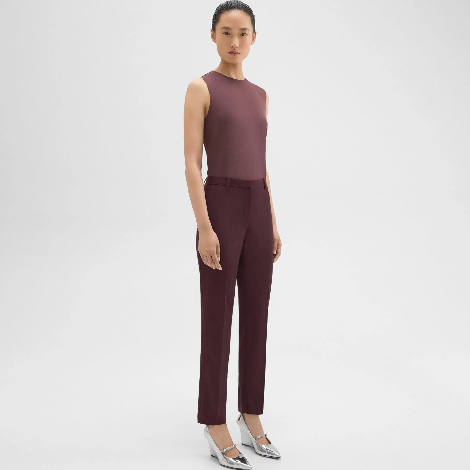 Theory Treeca Full Length Pant In Good Wool-Women Suits|Pants