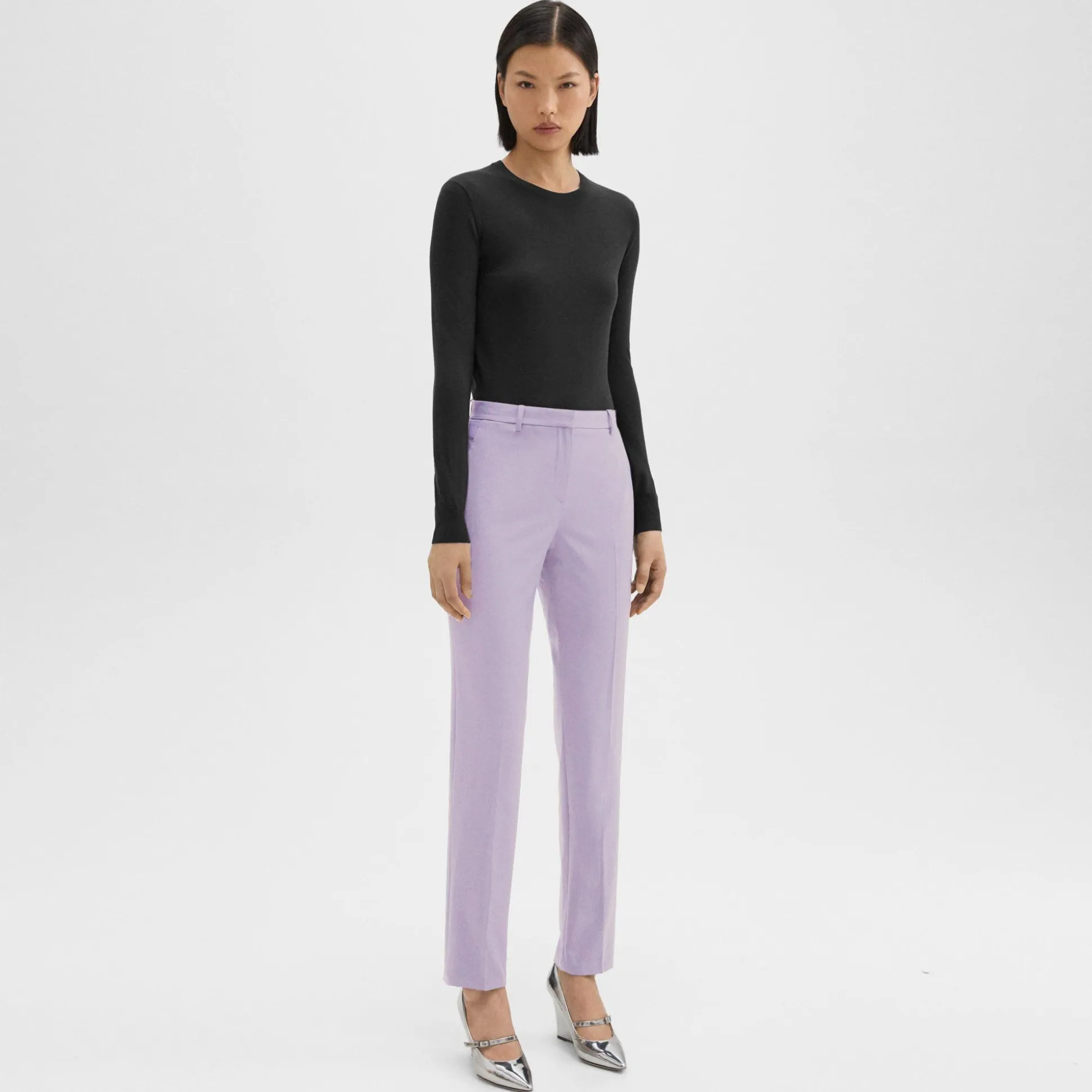 Theory Treeca Full Length Pant In Good Wool-Women Suits|Pants