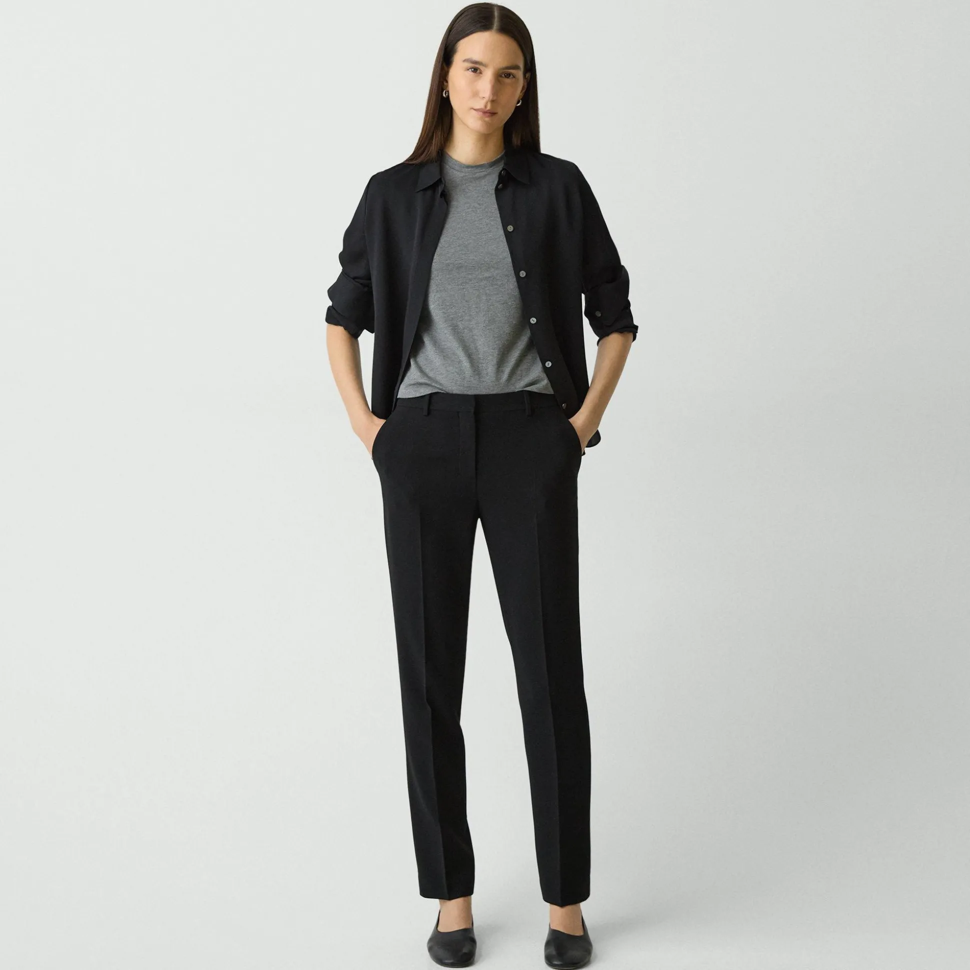 Theory Treeca Full Length Pant In Admiral Crepe-Women Suits|Pants