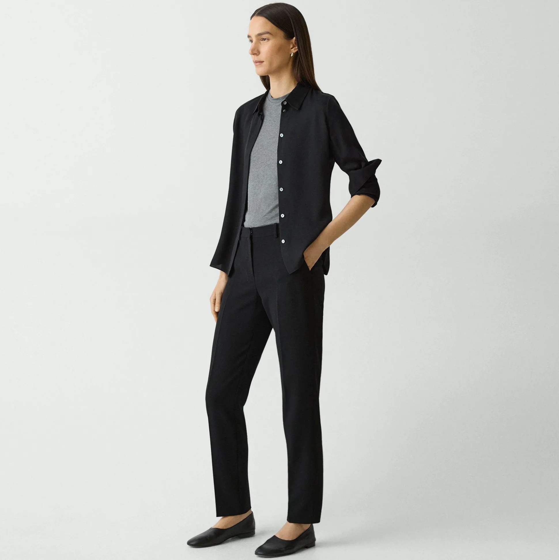 Theory Treeca Full Length Pant In Admiral Crepe-Women Suits|Pants