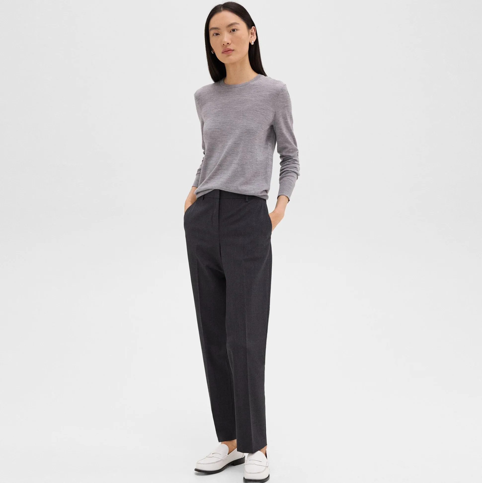 Theory Treeca Full Length Pant In Good Wool-Women Suits|Pants