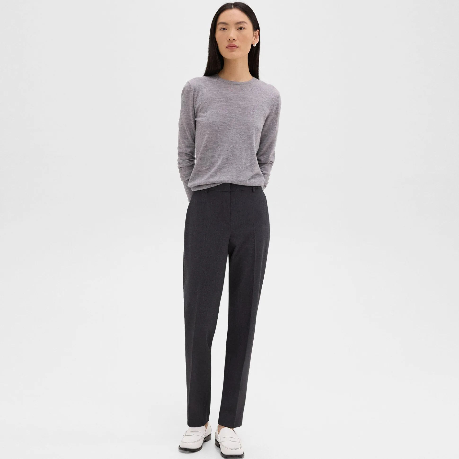 Theory Treeca Full Length Pant In Good Wool-Women Suits|Pants