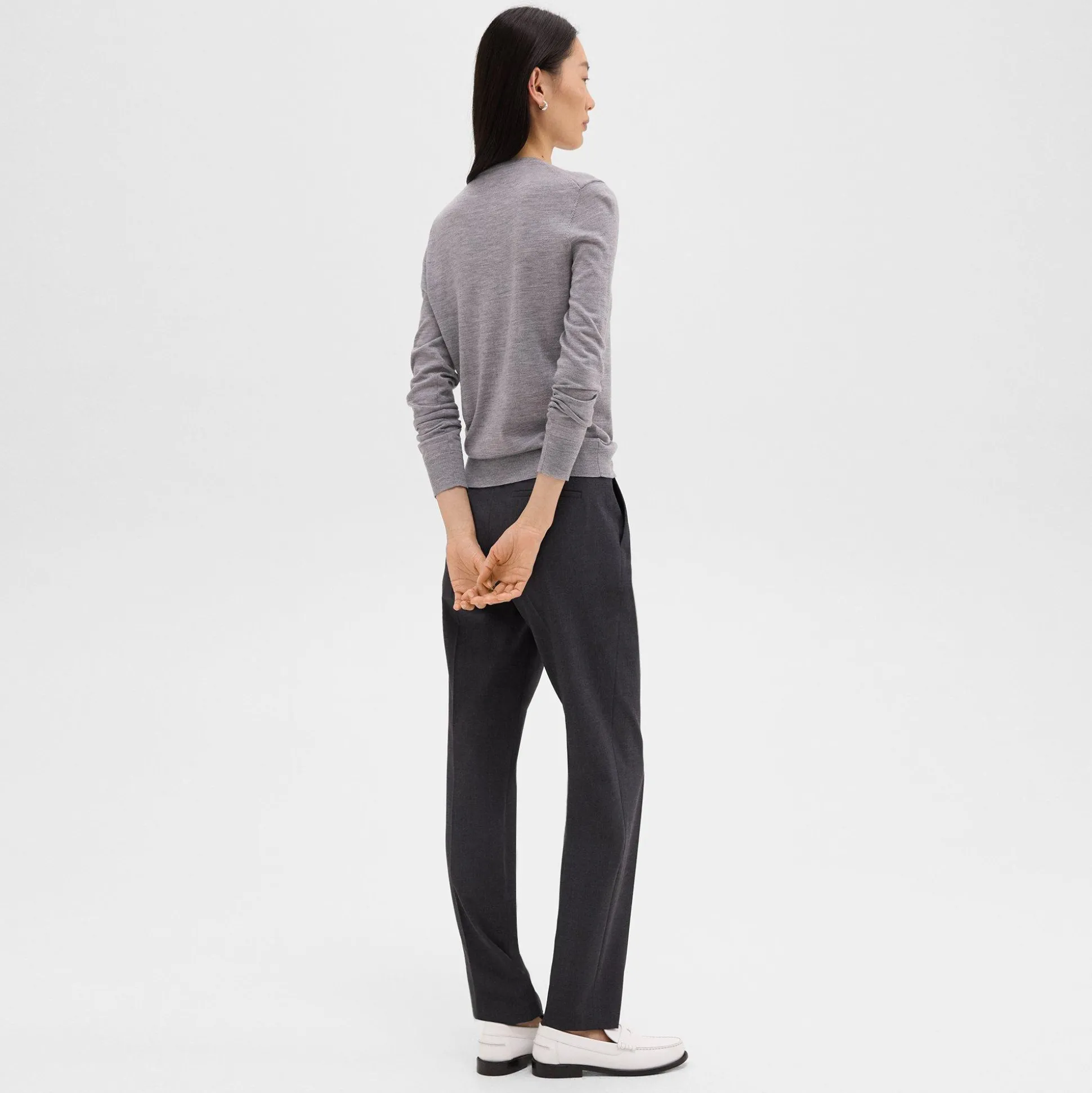 Theory Treeca Full Length Pant In Good Wool-Women Suits|Pants