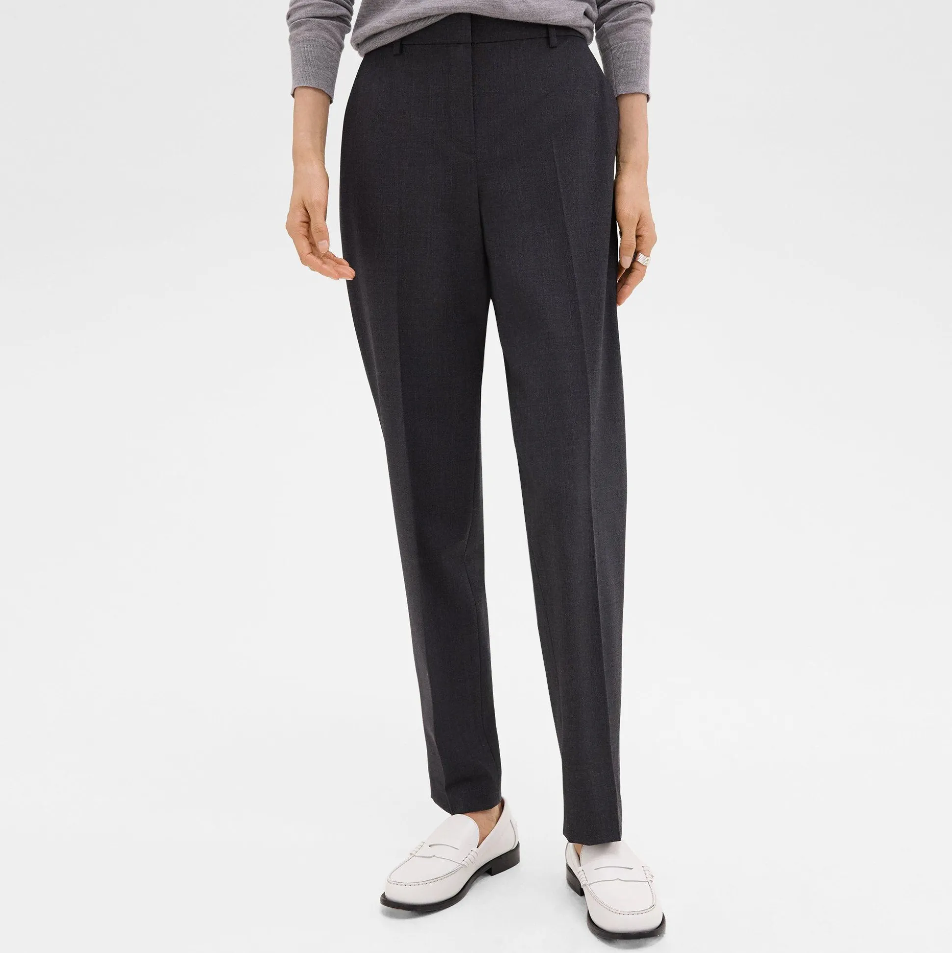 Theory Treeca Full Length Pant In Good Wool-Women Suits|Pants