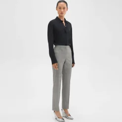Theory Treeca Full-Length Pant In Plaid Stretch Wool-Women Suits|Pants