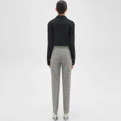 Theory Treeca Full-Length Pant In Plaid Stretch Wool-Women Suits|Pants