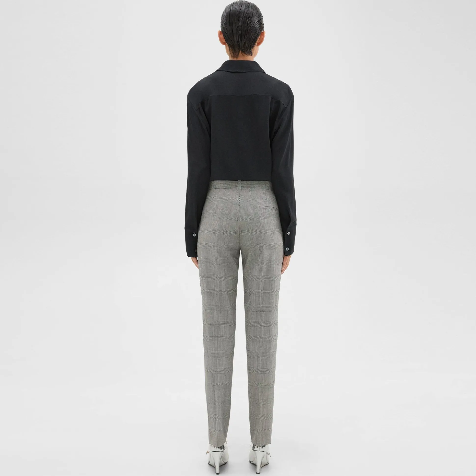 Theory Treeca Full-Length Pant In Plaid Stretch Wool-Women Suits|Pants