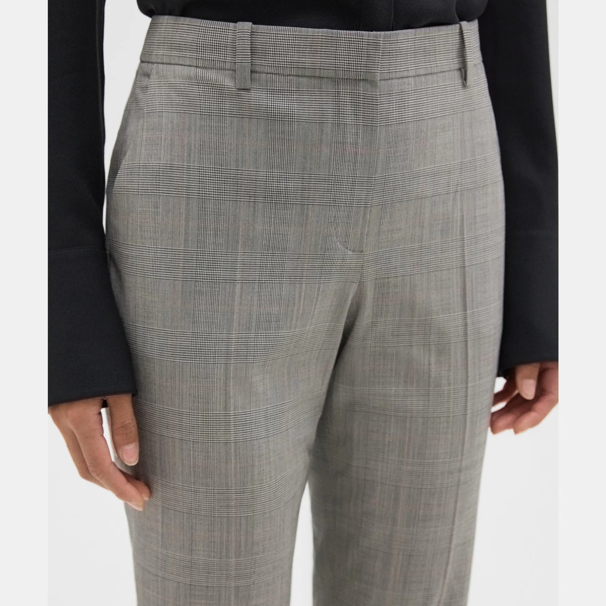 Theory Treeca Full-Length Pant In Plaid Stretch Wool-Women Suits|Pants
