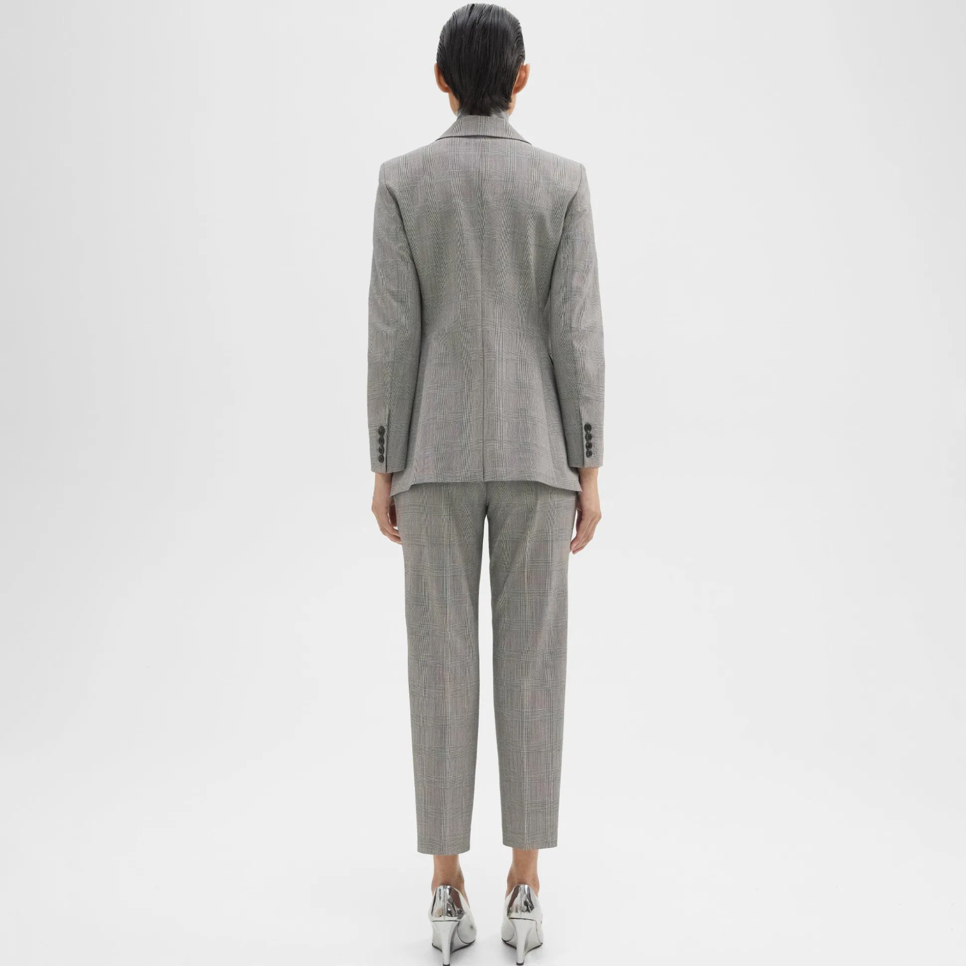 Theory Treeca Pant In Plaid Stretch Wool-Women Suits|Pants