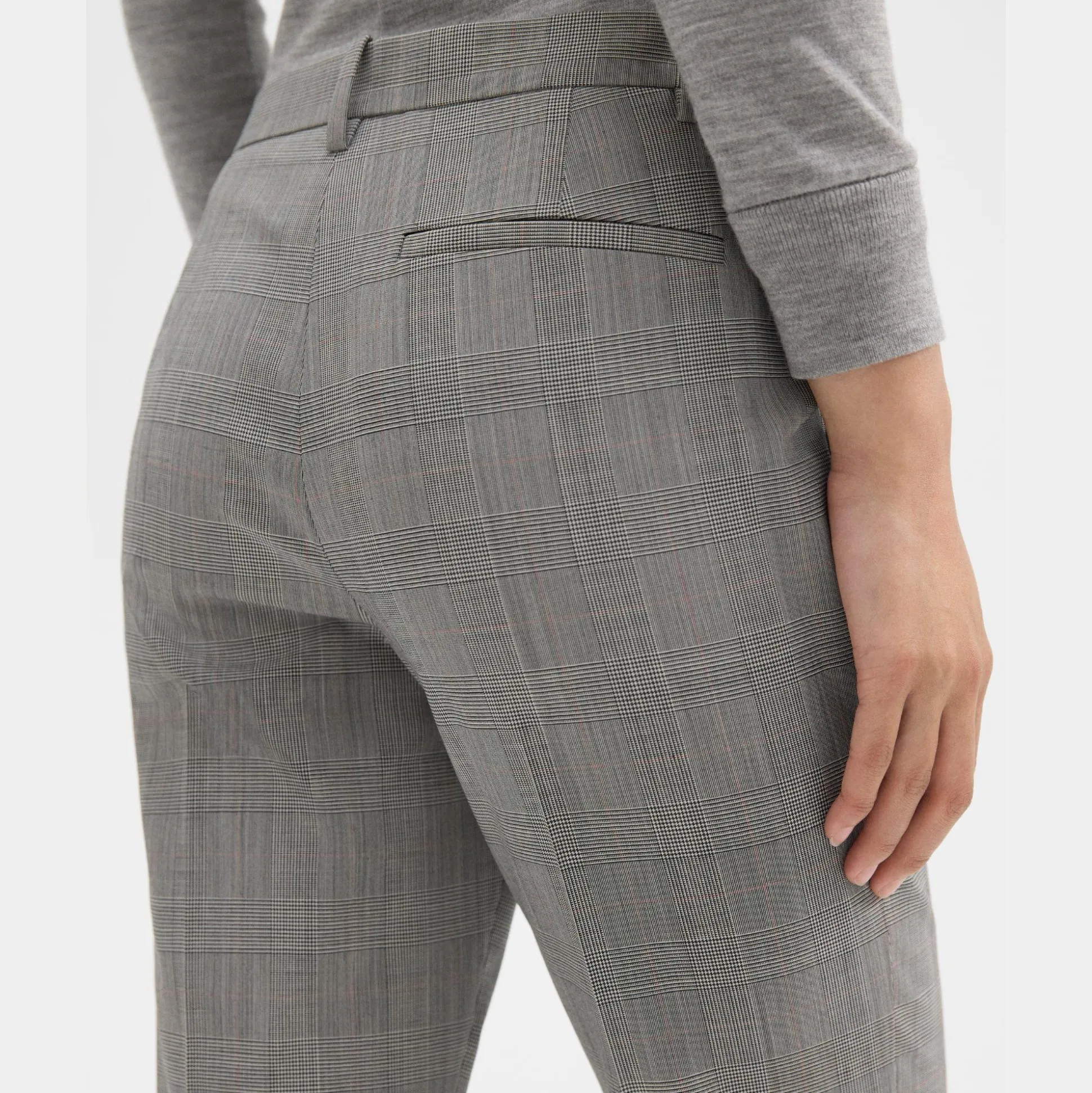 Theory Treeca Pant In Plaid Stretch Wool-Women Suits|Pants