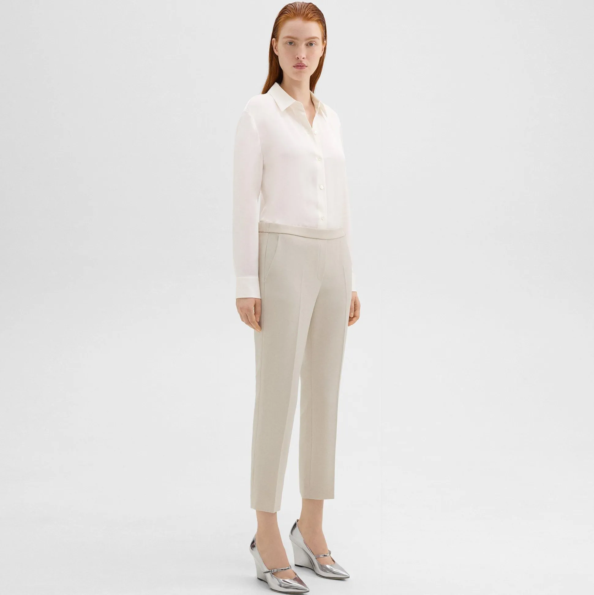 Theory Treeca Pull-On Pant In Admiral Crepe-Women Suits|Pants