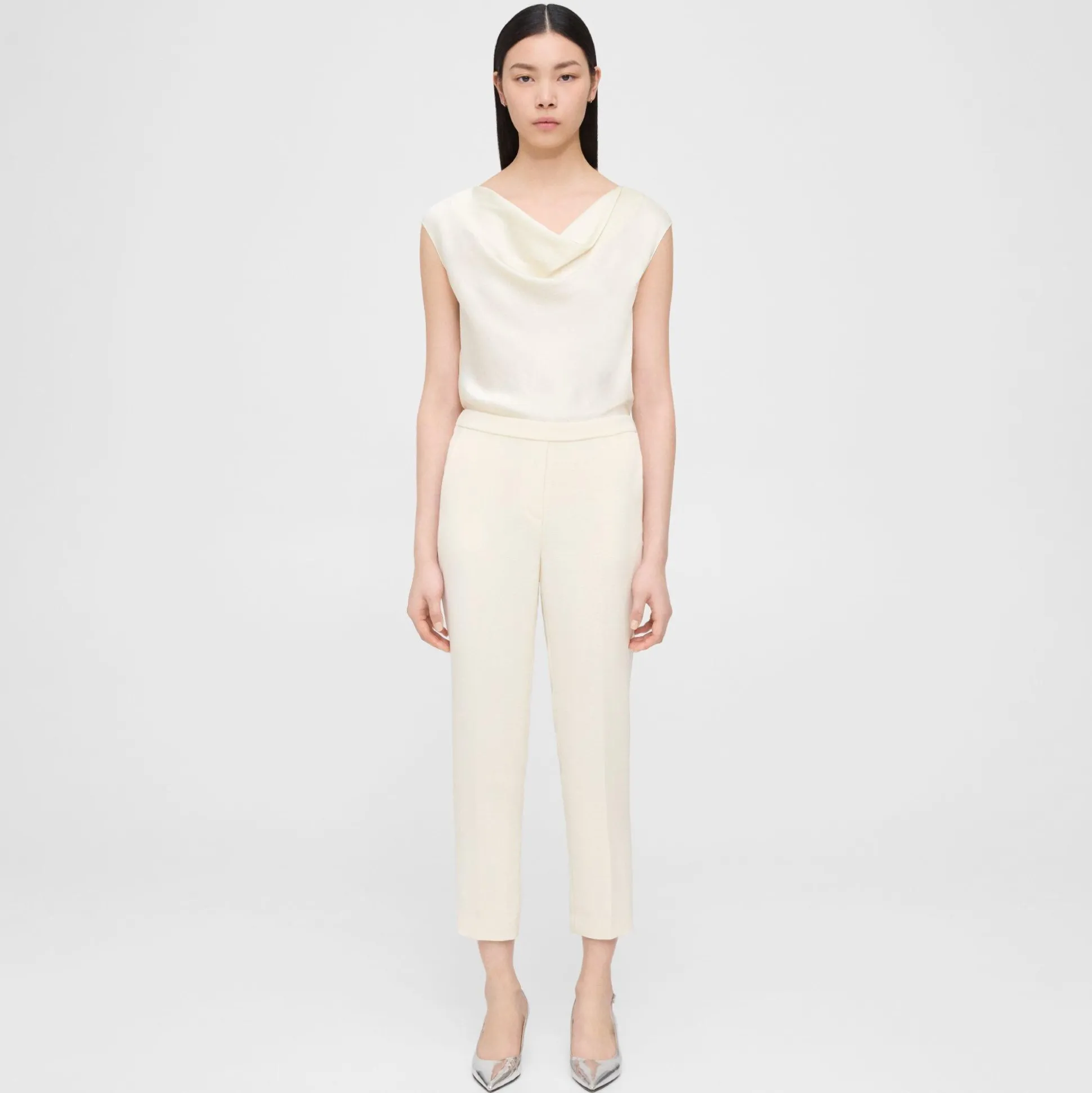 Theory Treeca Pull-On Pant In Oxford Crepe-Women Pants