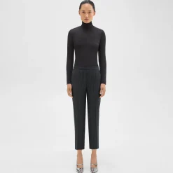 Theory Treeca Pull-On Pant In Pinstripe Wool Flannel-Women Suits|Pants