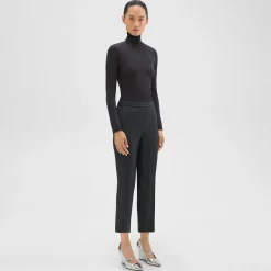 Theory Treeca Pull-On Pant In Pinstripe Wool Flannel-Women Suits|Pants