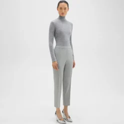 Theory Treeca Pull-On Pant In Sleek Flannel-Women Suits|Pants