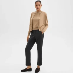 Theory Treeca Pull-On Pant In Sleek Flannel-Women Suits|Pants
