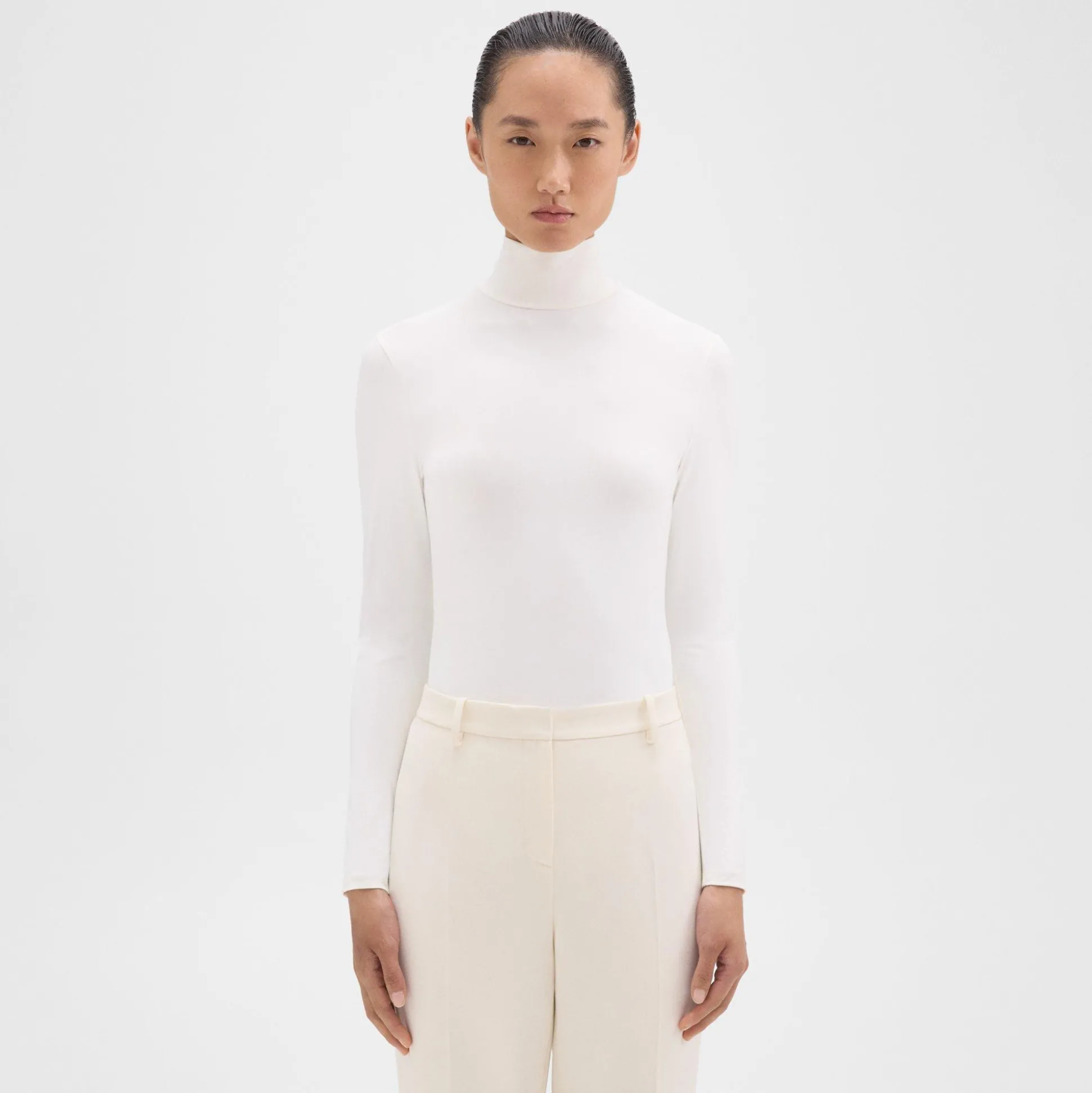 Theory Turtleneck Bodysuit In Motion Jersey-Women T-Shirts