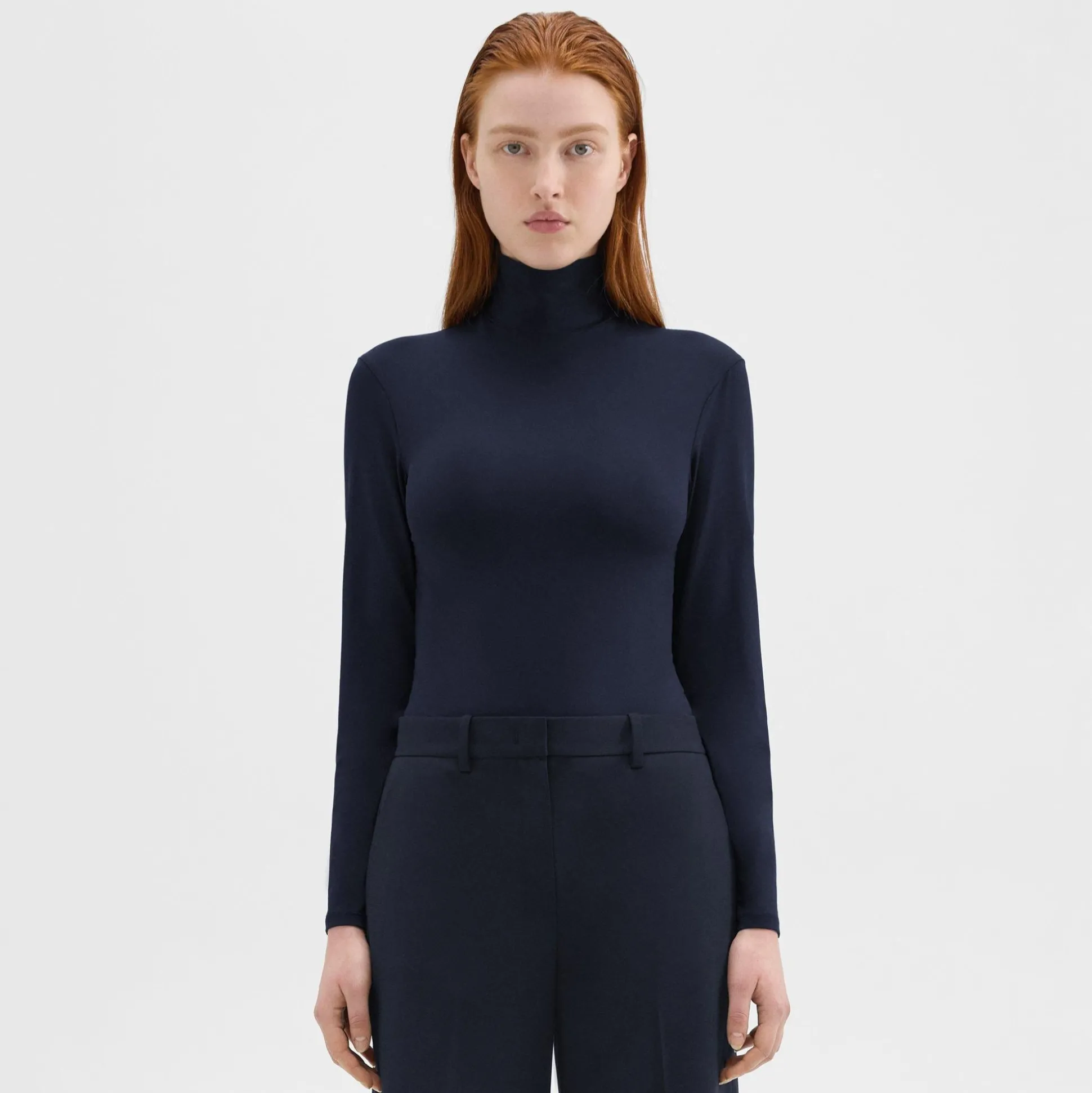 Theory Turtleneck Bodysuit In Motion Jersey-Women T-Shirts