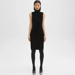 Theory Turtleneck Dress In Velvet-Women Dresses