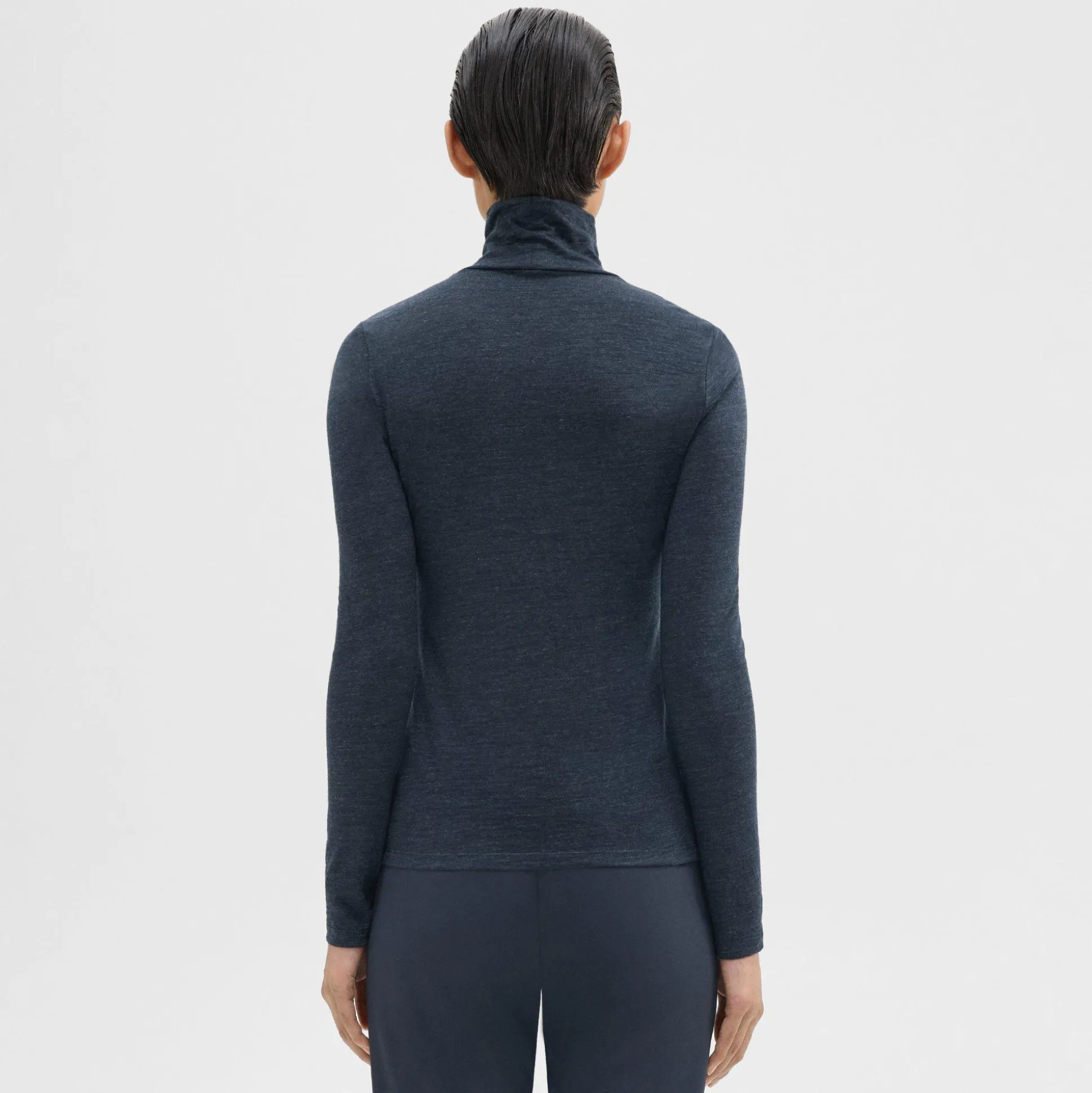 Theory Turtleneck Tee In Melange Wool Jersey-Women T-Shirts