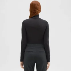 Theory Turtleneck Tee In Melange Wool Jersey-Women T-Shirts