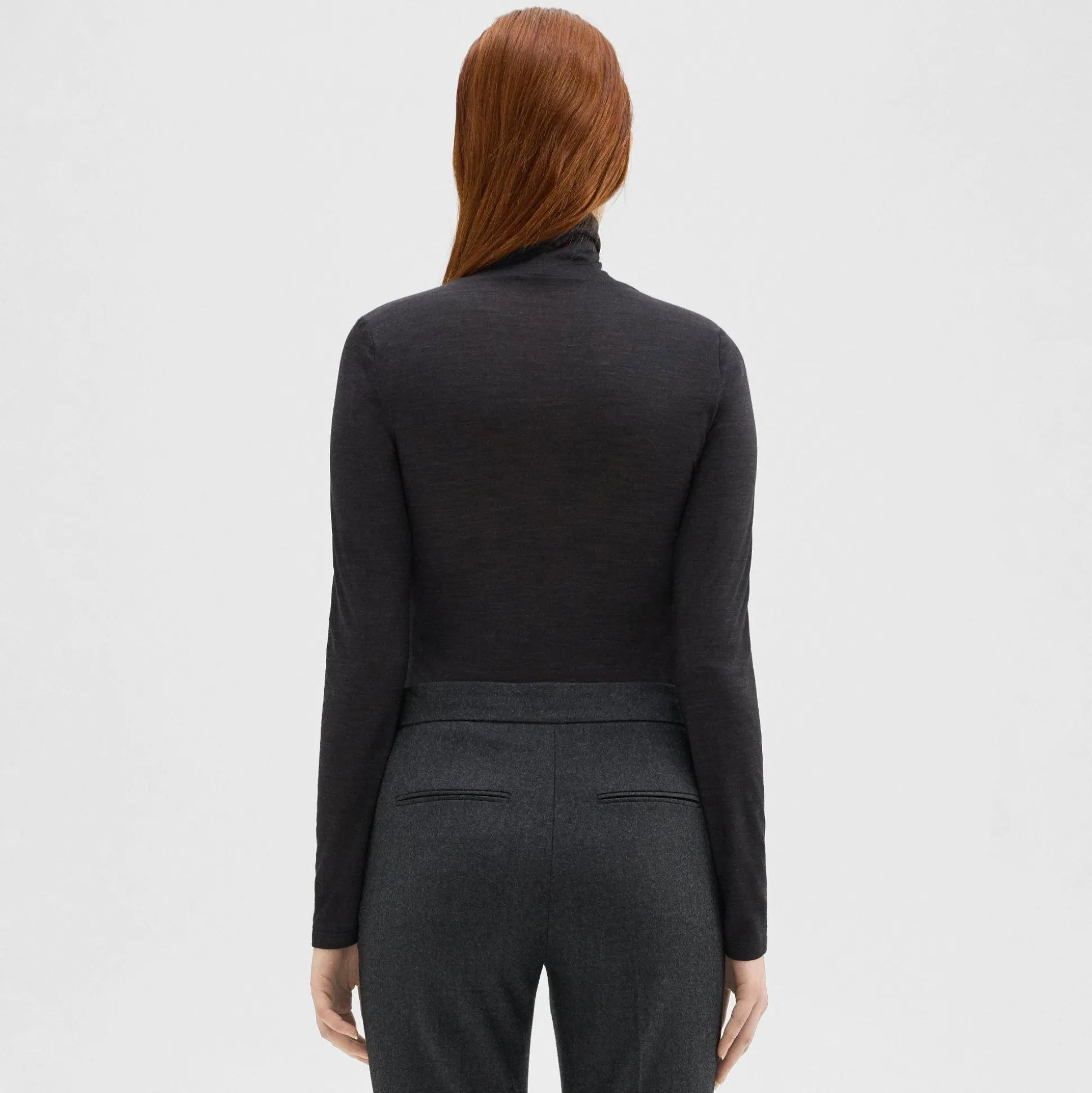 Theory Turtleneck Tee In Melange Wool Jersey-Women T-Shirts