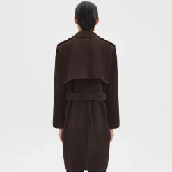 Theory Utility Trench Coat In Suede-Women Outerwear