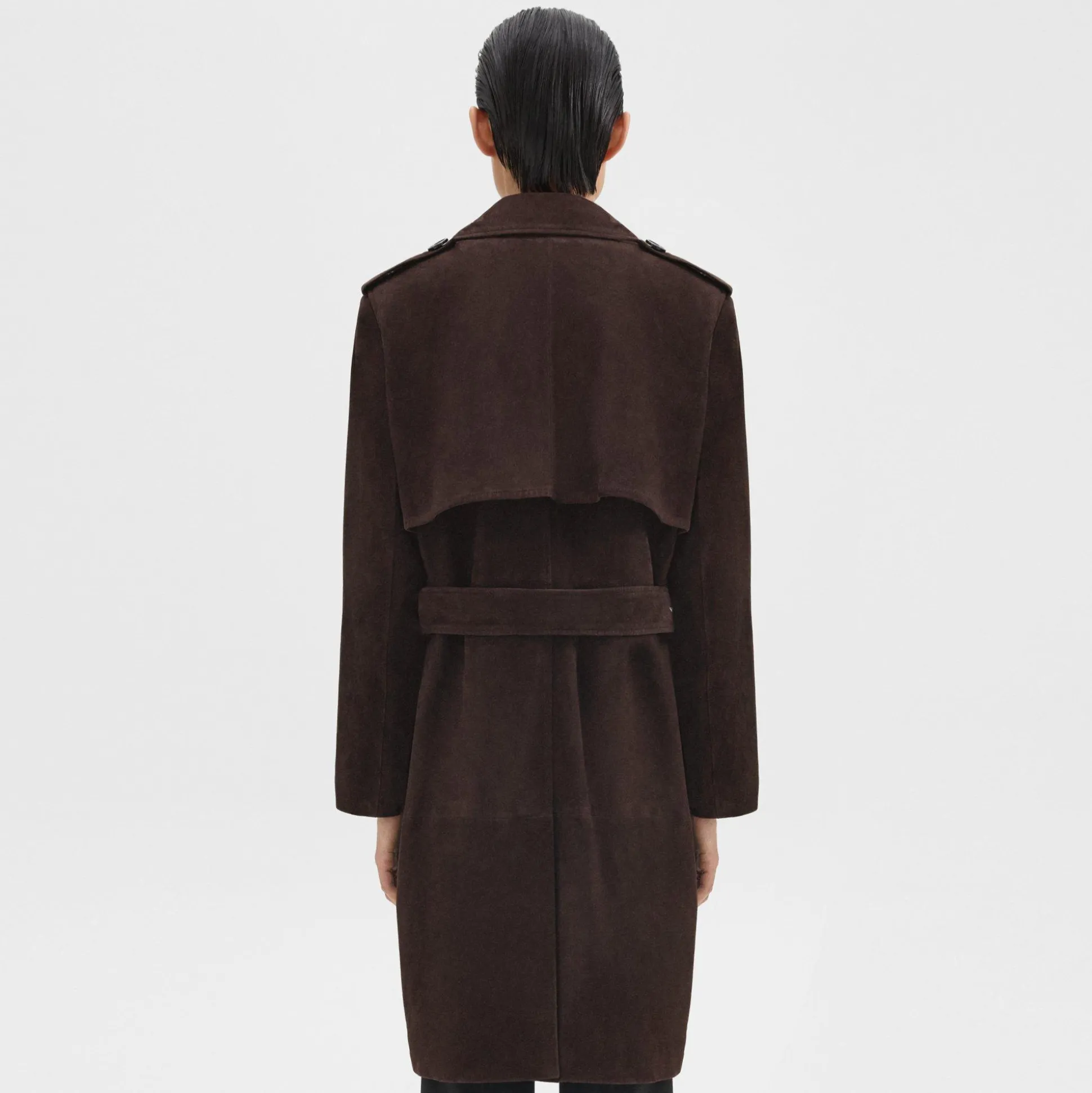 Theory Utility Trench Coat In Suede-Women Outerwear