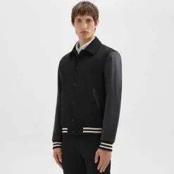 Theory Varsity Jacket In Textured Gabardine-Men Outerwear