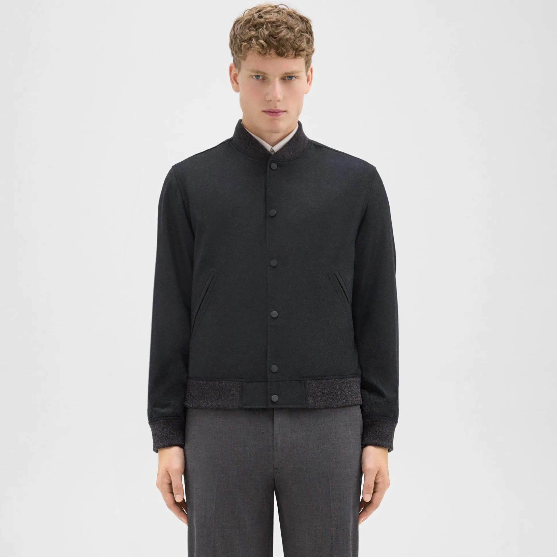 Theory Varsity Jacket In Wool Flannel-Men Outerwear|Blazers + Jackets