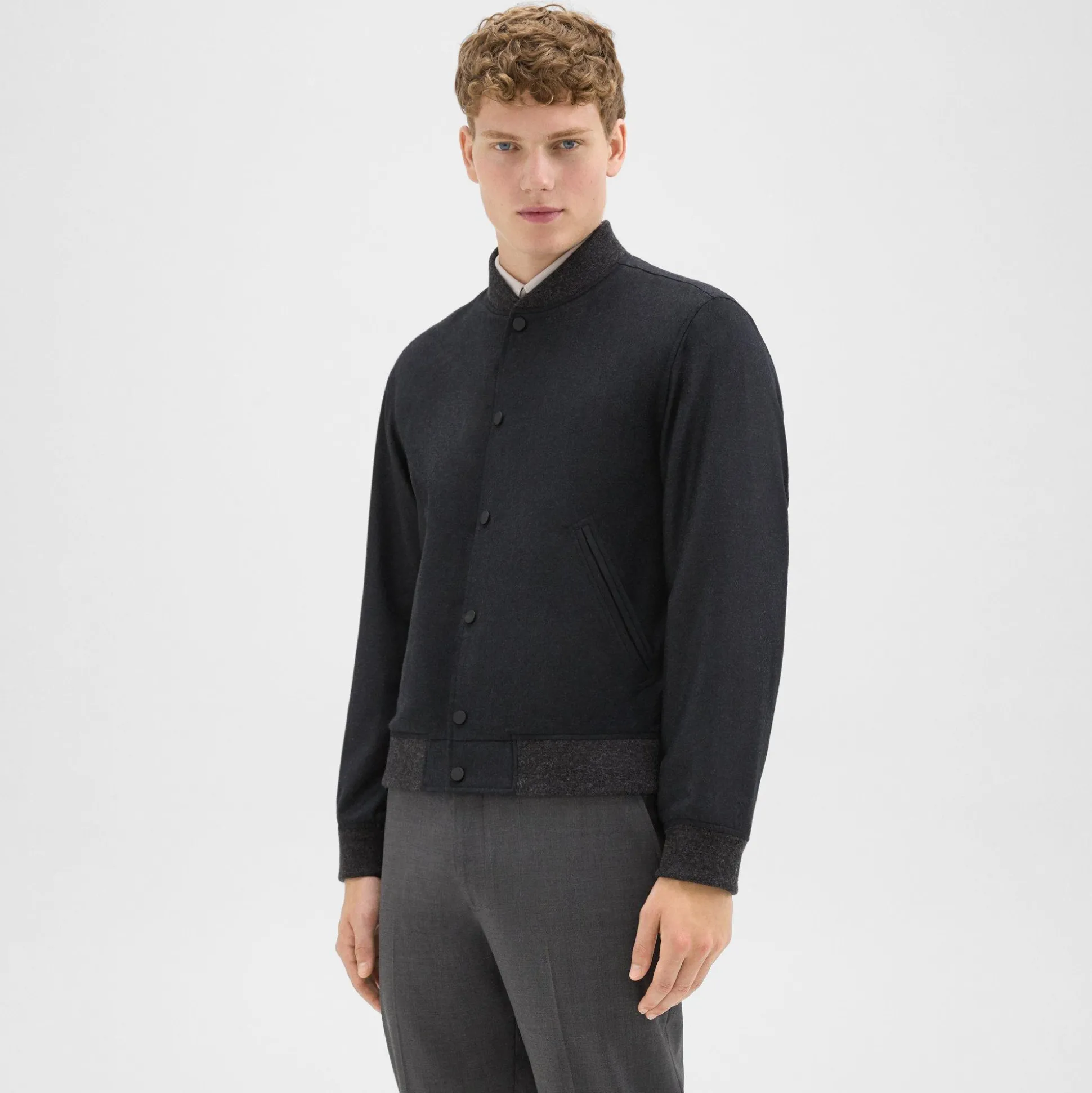 Theory Varsity Jacket In Wool Flannel-Men Outerwear|Blazers + Jackets