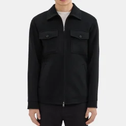 Theory Vena Shirt Jacket In Double-Face Wool-Cashmere-Men Outerwear