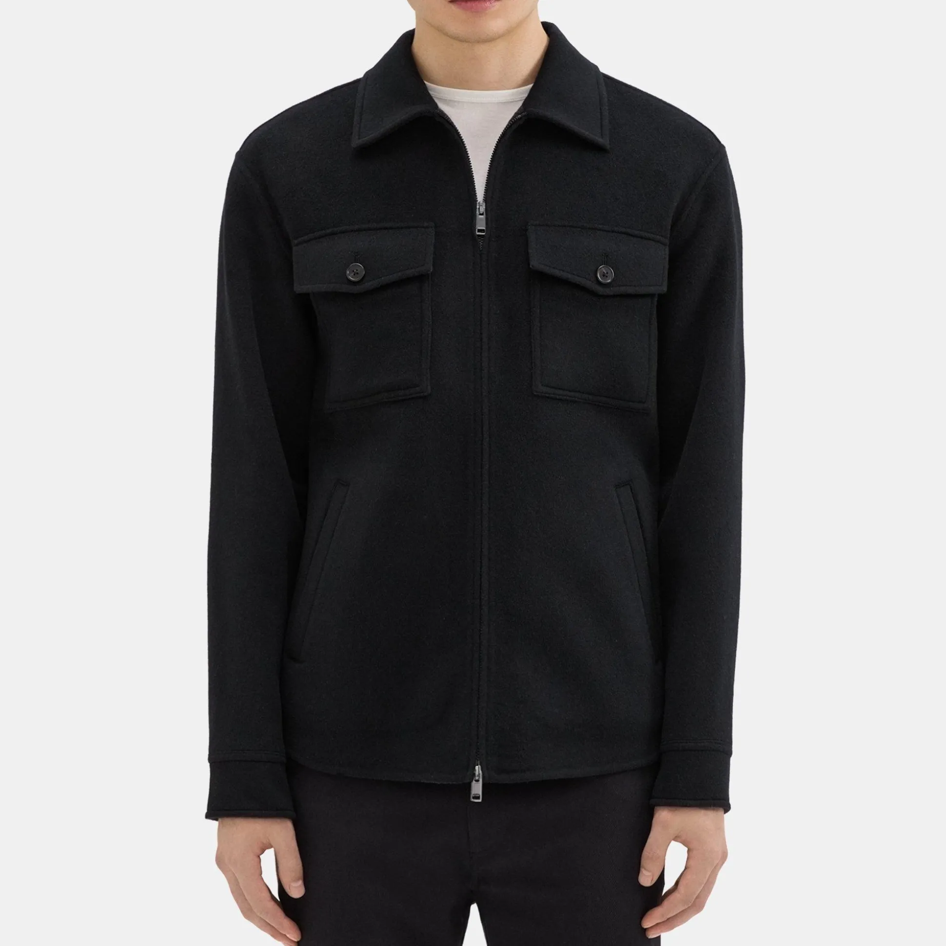 Theory Vena Shirt Jacket In Double-Face Wool-Cashmere-Men Outerwear