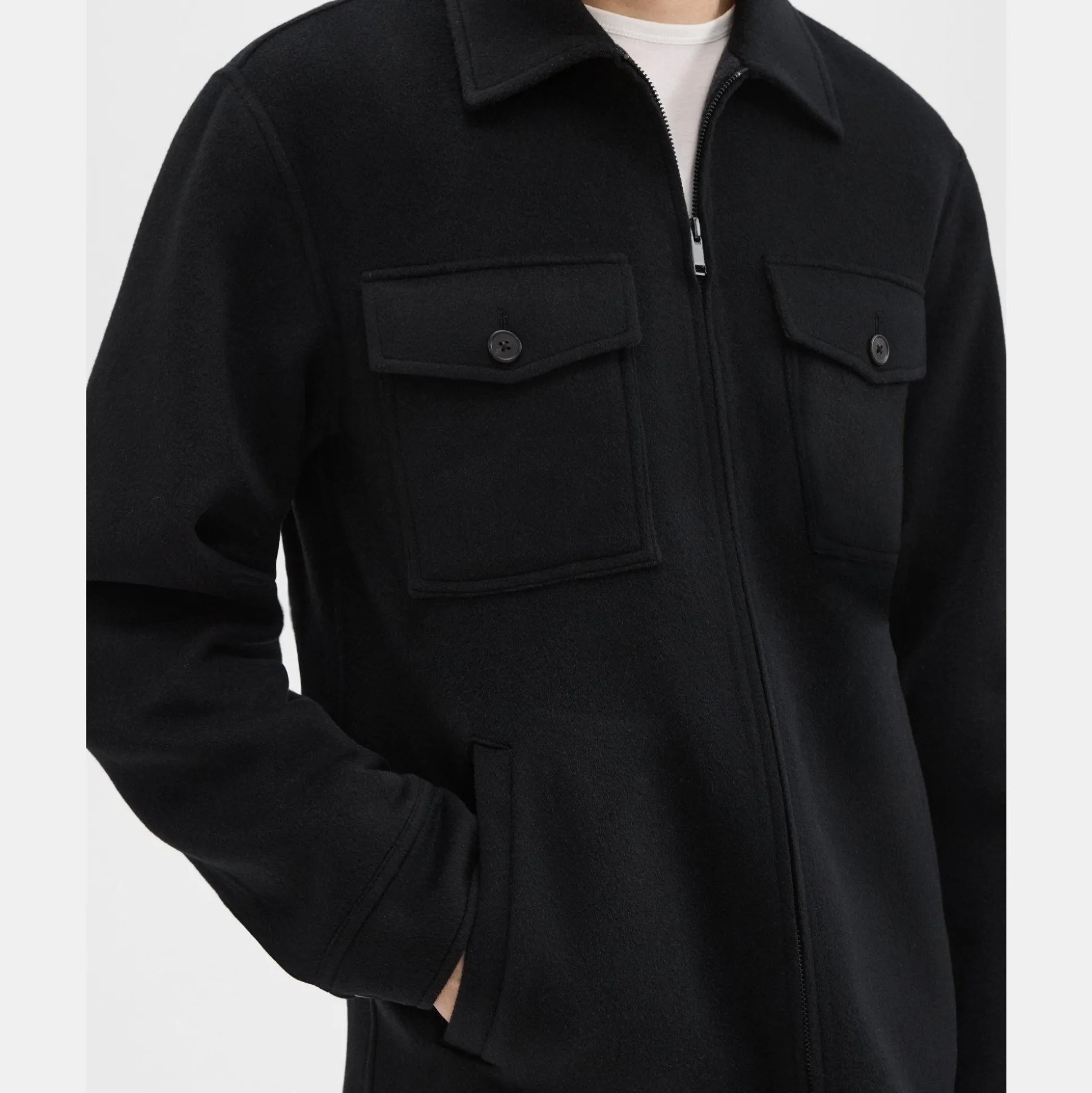 Theory Vena Shirt Jacket In Double-Face Wool-Cashmere-Men Outerwear