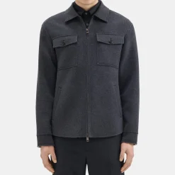 Theory Vena Shirt Jacket In Double-Face Wool-Cashmere-Men Outerwear