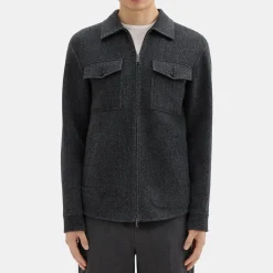 Theory Vena Shirt Jacket In Double-Face Wool-Cashmere-Men Outerwear