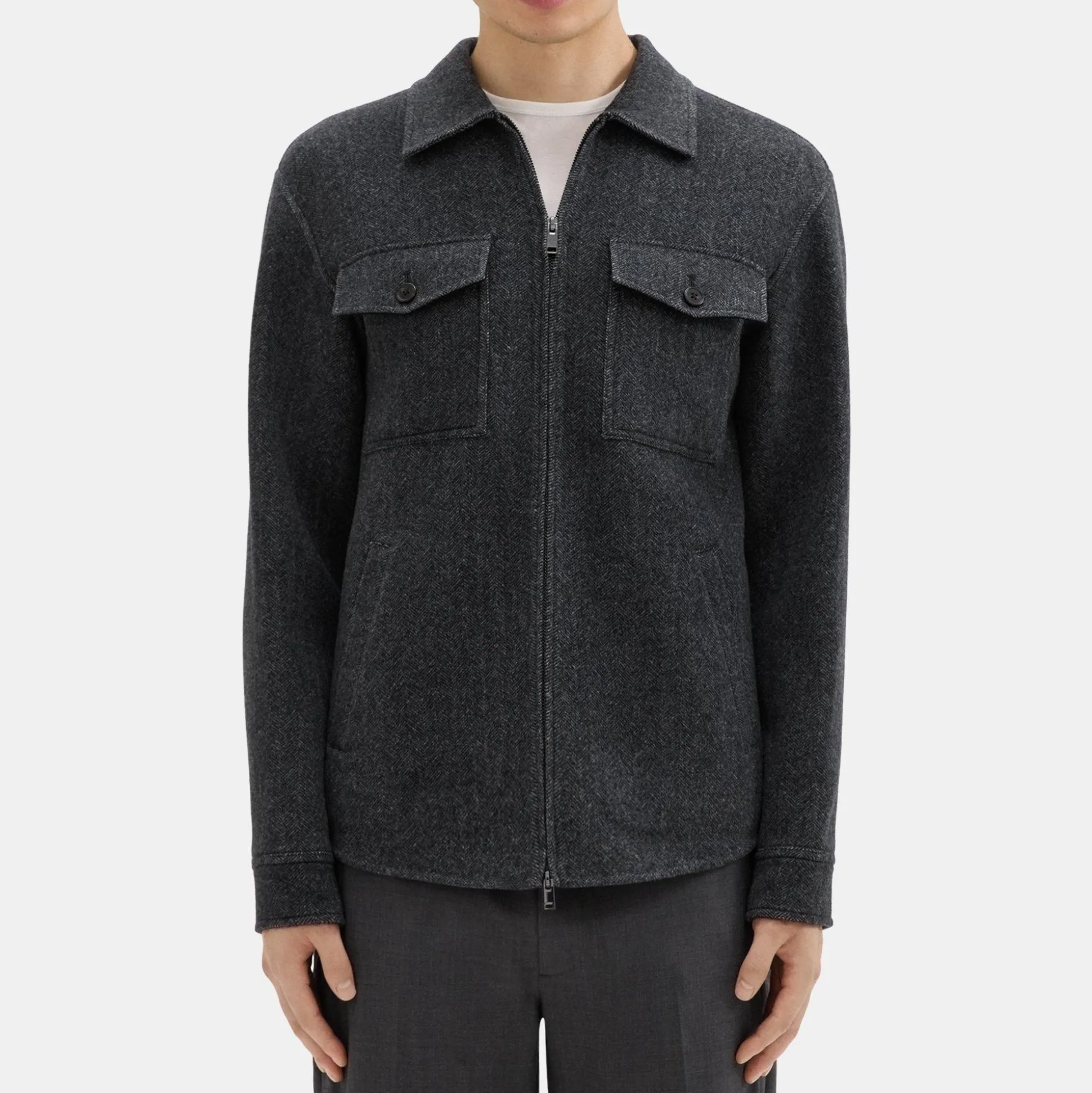 Theory Vena Shirt Jacket In Double-Face Wool-Cashmere-Men Outerwear