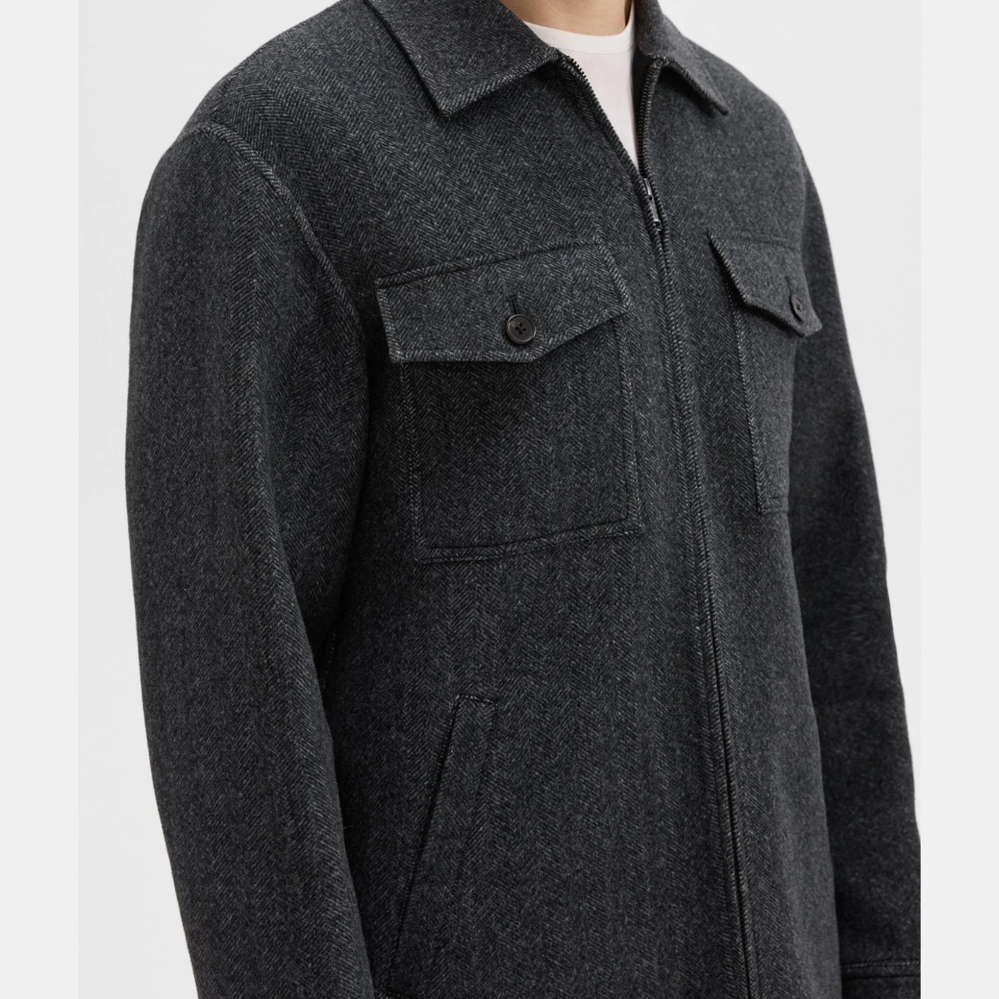 Theory Vena Shirt Jacket In Double-Face Wool-Cashmere-Men Outerwear