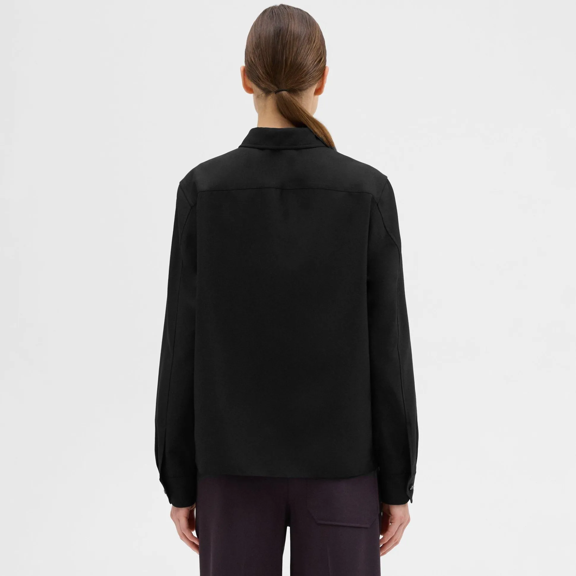 Theory Virgin Wool Popover Shirt-Women Tops