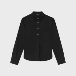 Theory Virgin Wool Popover Shirt-Women Tops