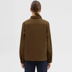 Theory Virgin Wool Popover Shirt-Women Tops